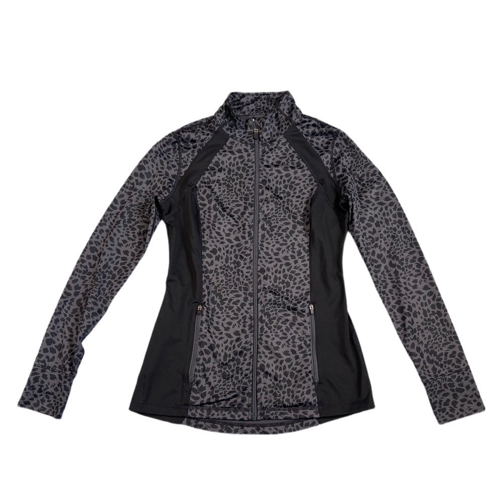 Ideology Women’s Athletic Zip Jacket XS Gray Leopard Print